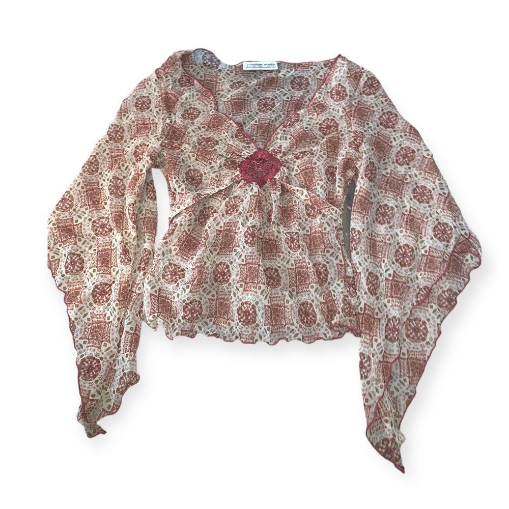 Vintage Boho Fairy Sleeve Sheer Blouse